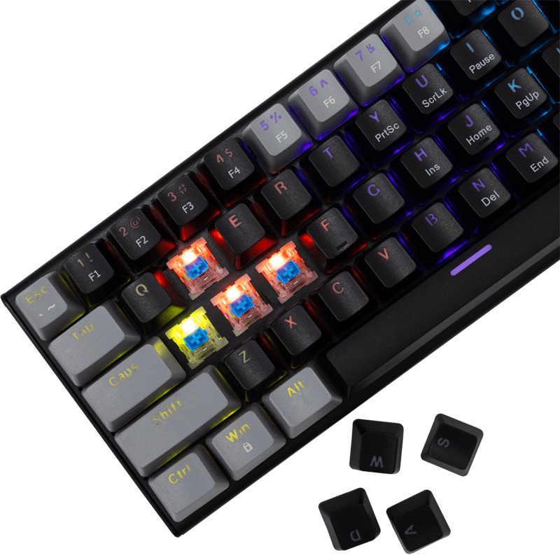 Clavier Gamer Filaire WHITE SHARK WAKIZASHI 2 US Noir/Gris - Interrupteurs bleu - Image 3