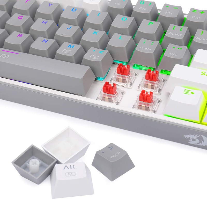 Clavier Gamer Mécanique REDRAGON Fizz K617 RGB Switch Rouge - Blanc et Gris - Image 3