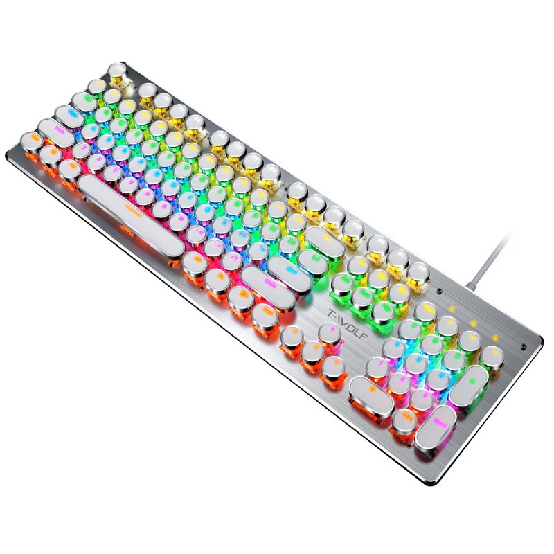 Clavier Gamer Mécanique T-WOLF Filaire T75 RGB - Blanc