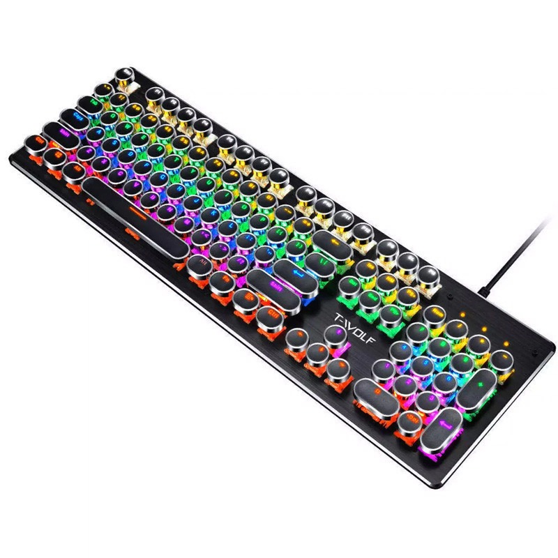 Clavier Gamer Mécanique T-WOLF Filaire T75 RGB - Noir