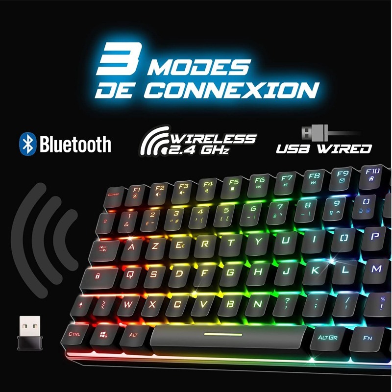 Clavier Gamer Sans Fil SPIRIT OF GAMER Elite-K70 RGB - Noir - Image 3