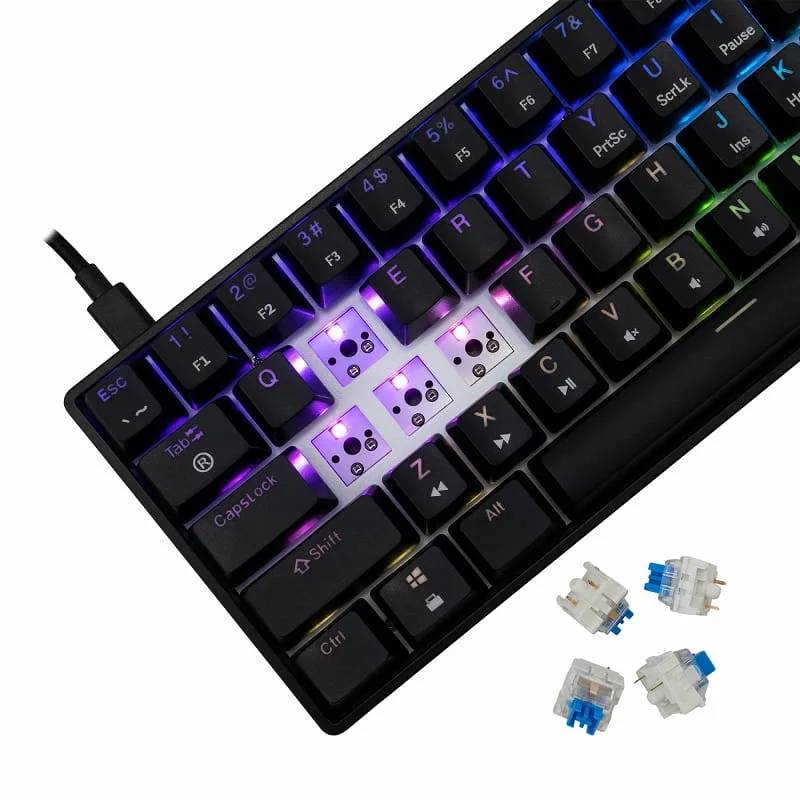 Clavier Mécanique Gaming White Shark SHINOBI 2 Switch Blue - Noir - Image 4