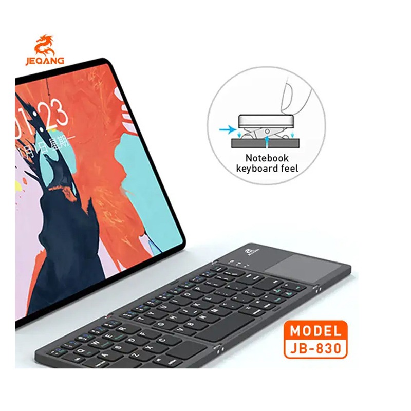 Clavier Sans Fil JEQANG Pliable avec souris- Gris - Image 3
