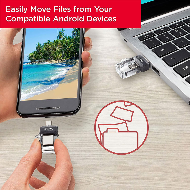 Clé USB SANDISK Ultra Dual 128Go USB 3.0 - Gris&Silver - Image 3