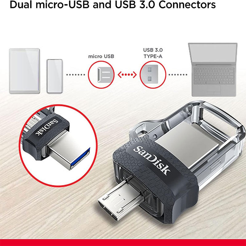 Clé USB SANDISK Ultra Dual 128Go USB 3.0 - Gris&Silver - Image 2