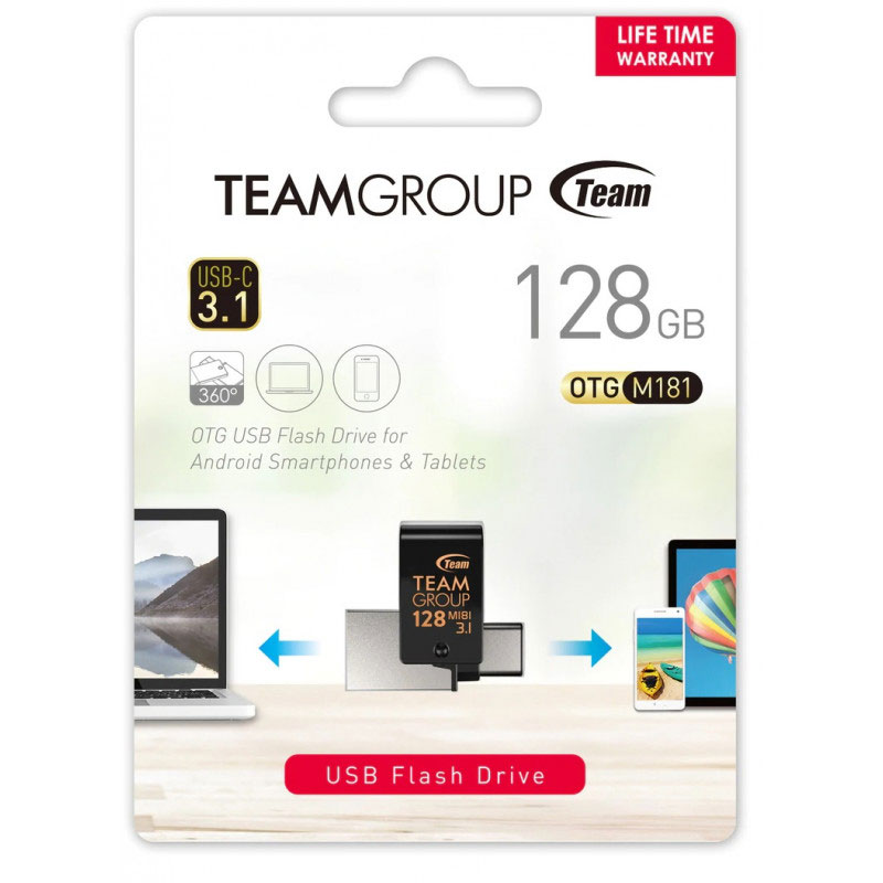 Clé USB TEAM GROUP M181 128Go OTG USB 3.1 Type C - Noir - Image 2