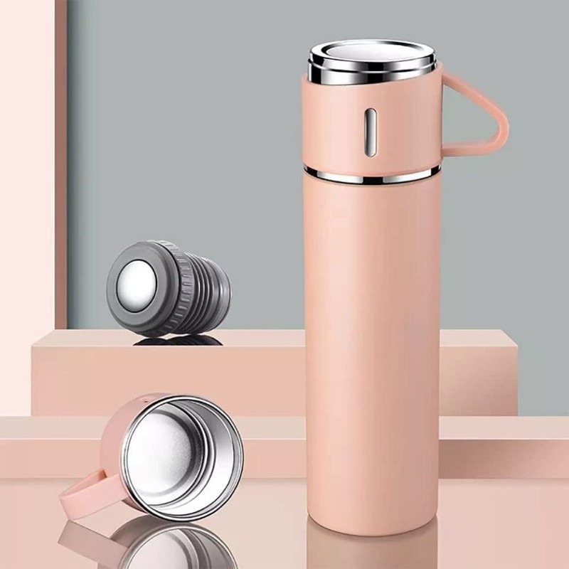 Coffret Thermos 500ml Avec 2 Tasses - Saumon - Image 4