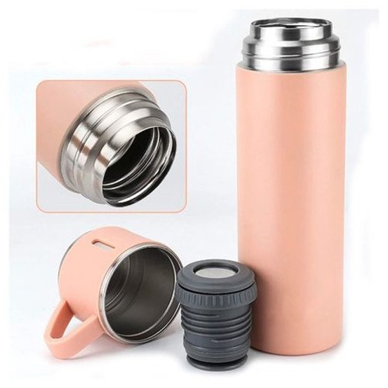 Coffret Thermos 500ml Avec 2 Tasses - Saumon - Image 2
