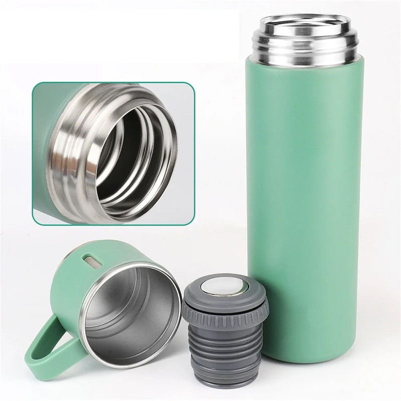 Coffret Thermos 500ml Avec 2 Tasses - Vert - Image 2