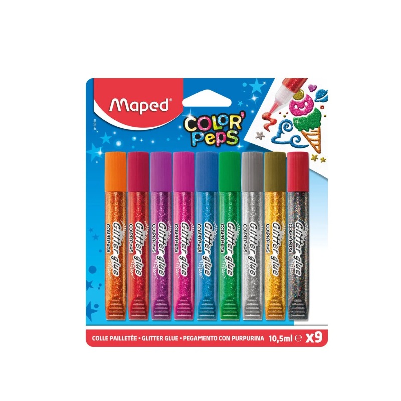 Colle à Paillettes MAPED 9pcs 10.5ML BX9 - Assortis  