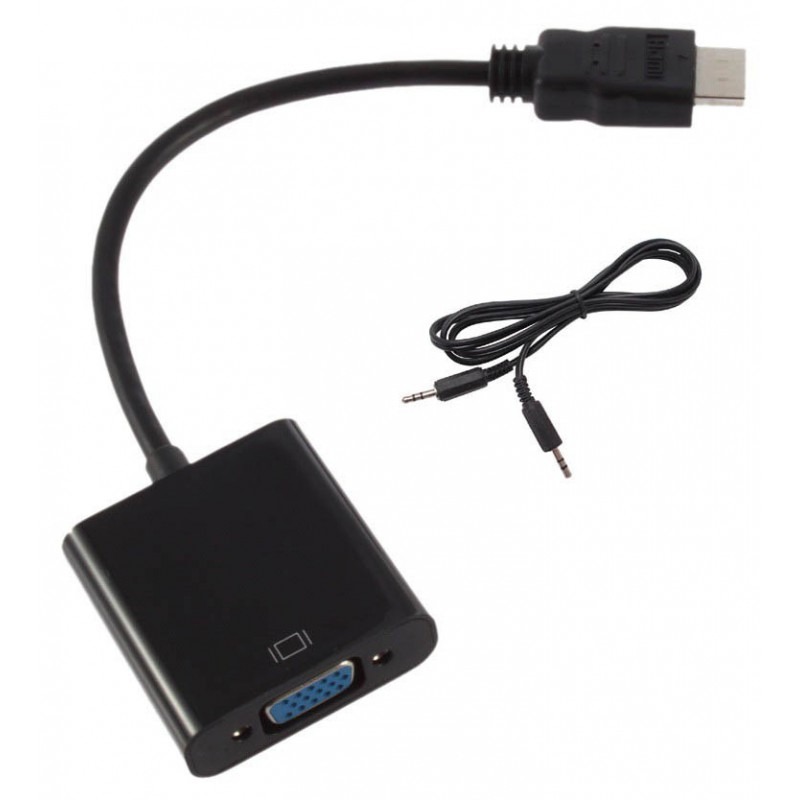 Convertisseur HDMI Mâle Vers VGA femelle + audio - Noir