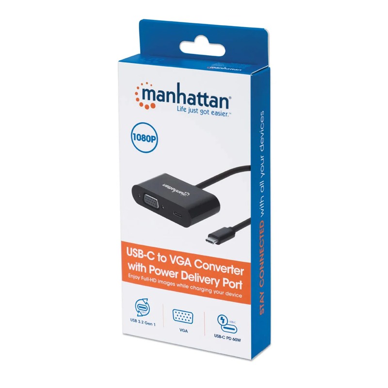 Convertisseur MANHATTAN USB-C vers VGA avec port d'alimentation - Noir - Image 4