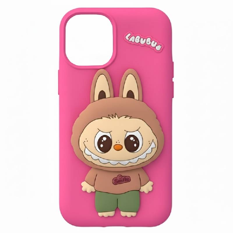 Coque Silicone Labubu Pour Iphone 13/14/15 Pro - Rose