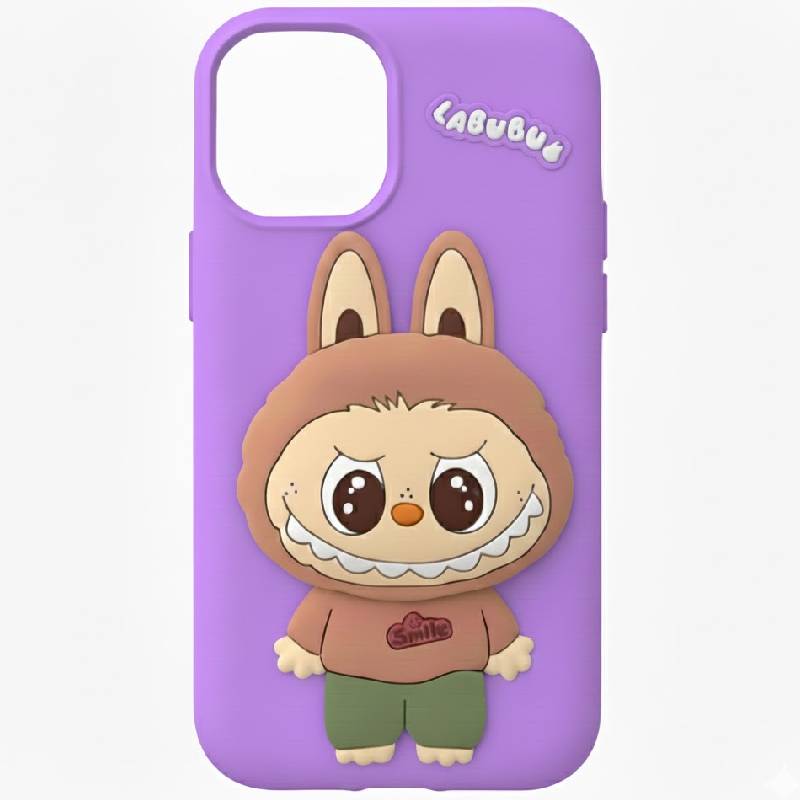 Coque Silicone Labubu Pour Iphone 14/15 Pro Max - Lilas