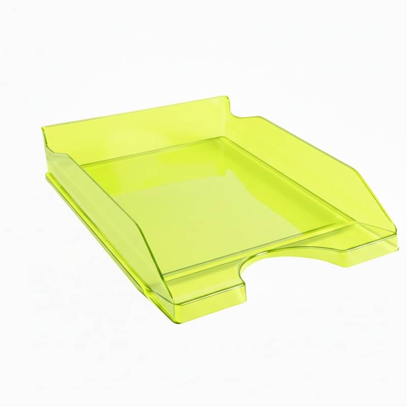 Corbeille à courrier FAPI pleine transparente - Jaune fluo