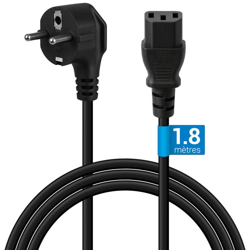 Cordon D'alimentation AC CE Male / IEC C13 180 Cm - Noir