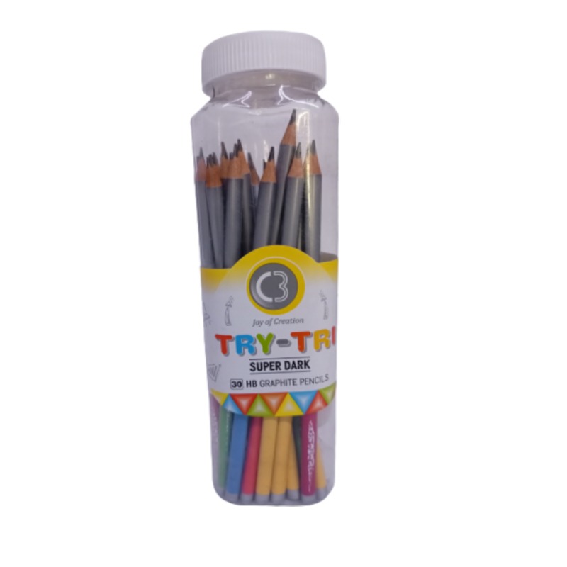 Crayon Graphite TRY-TRI JARRE 30PC + Gomme + Taille a Crayon - Image 2