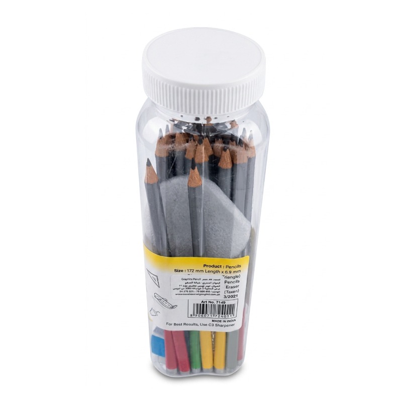 Crayon Graphite TRY-TRI JARRE 30PC + Gomme + Taille a Crayon - Image 3