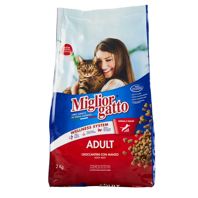 Croquettes complètes Miglior Gatto Adult au bœuf 2 kg - 8007520105224