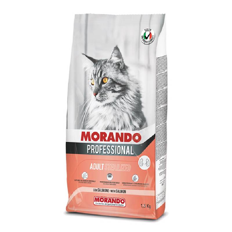 Croquettes pour chats stérilisés Morando Professional au saumon 1,5 kg