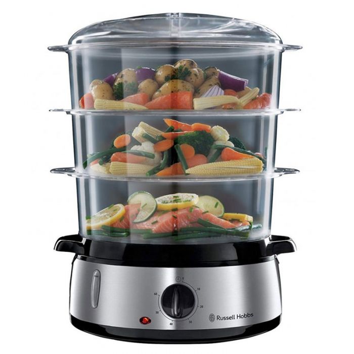 Russell Hobbs 19270-56 cuiseur vapeur 3 Nombre de paniers Pose libre 800 W Noir, Acier inoxydable, Photo boutique MyTek chez MyTek