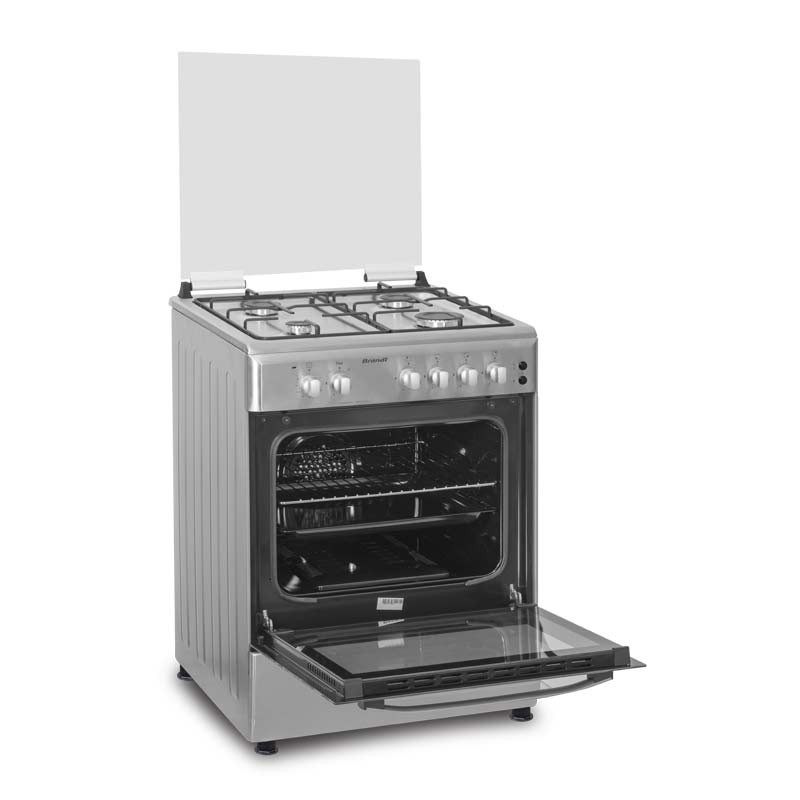 Cuisinière à Gaz BRANDT BGE6241X 60 cm 4 Feux + Wok 28 cm - Image 2