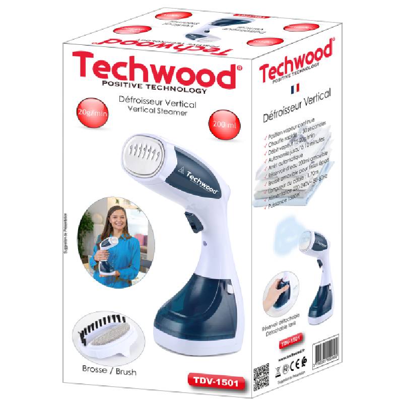 Défroisseur A Main TECHWOOD TDV-1501 1500W - Blanc&Bleu - Image 3
