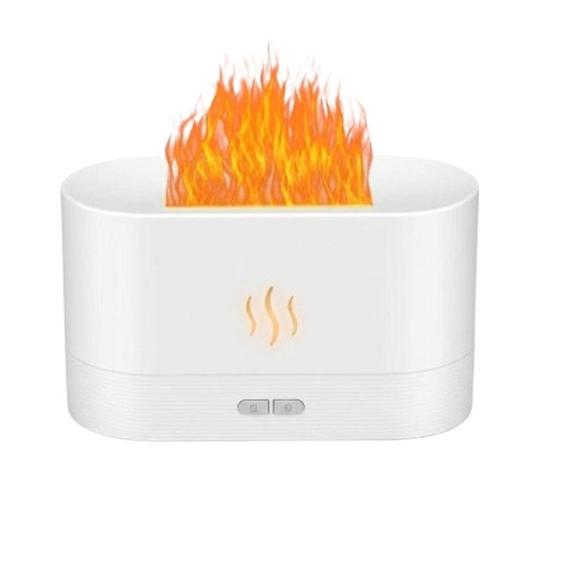 Diffuseur d'Arômes Ultrasonique avec Effet Flamme 180ml - Blanc