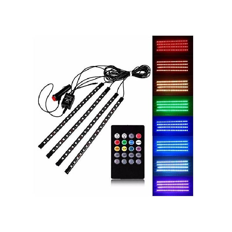 Éclairage LED Atmosphérique pour Voiture avec Télécommande RGB