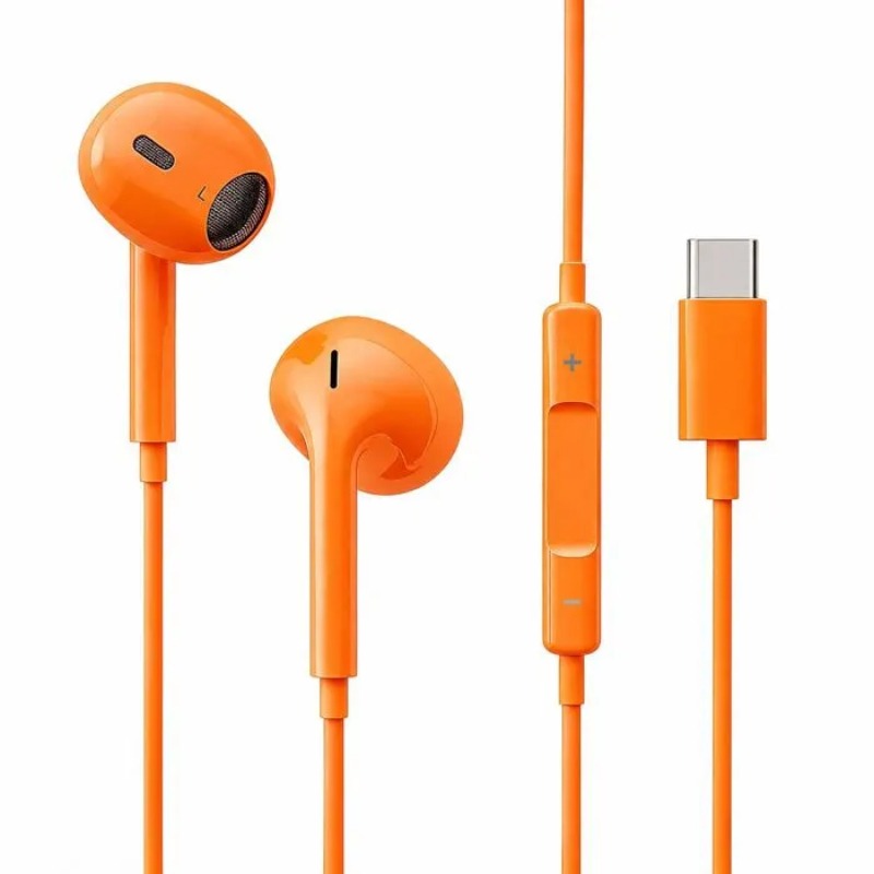 Ecouteurs Filaires Avec Type C Orange - MR-17