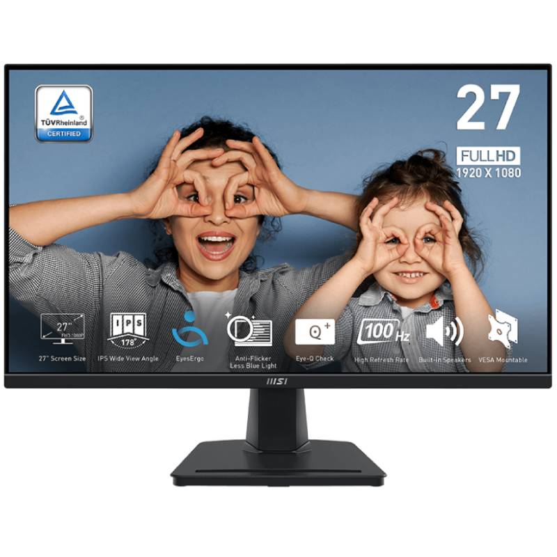 Écran MSI PRO MP275 27" Full HD IPS / 100 Hz / Avec haut-parleurs / Noir, Photo boutique MyTek chez MyTek