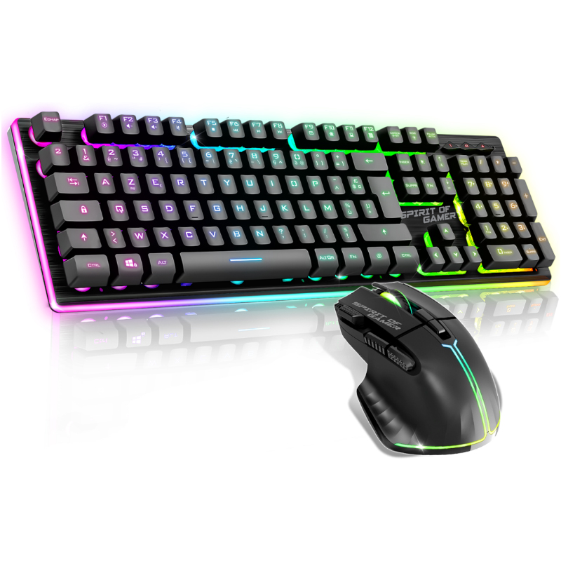 Spirit of Gamer CLS-MK600SBK clavier Souris incluse USB AZERTY Anglais Noir, Photo boutique MyTek chez MyTek