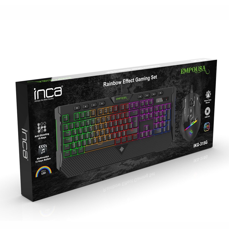 Ensemble Clavier + Souris Filaire Gamer INCA IKG-315G USB - Noir - Image 7