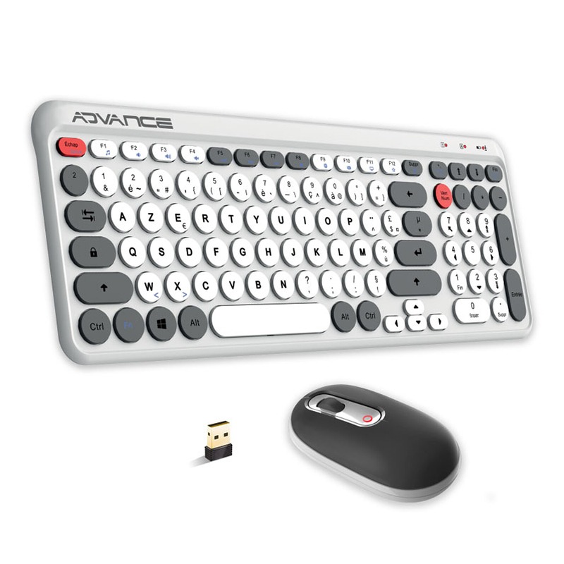 Ensemble Clavier et Souris Sans Fil Advance ERGOSTYLE / Blanc, Photo boutique MyTek chez MyTek