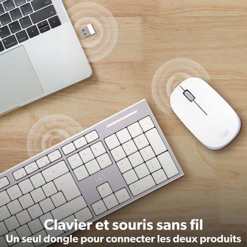 Ensemble Clavier & Souris TNB Classy Sans Fil KBSCGR - Blanc - Image 5