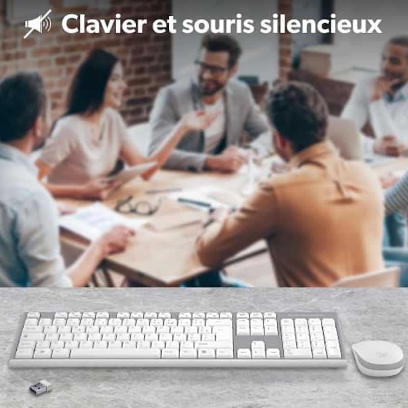 Ensemble Clavier & Souris TNB Classy Sans Fil KBSCGR - Blanc - Image 4