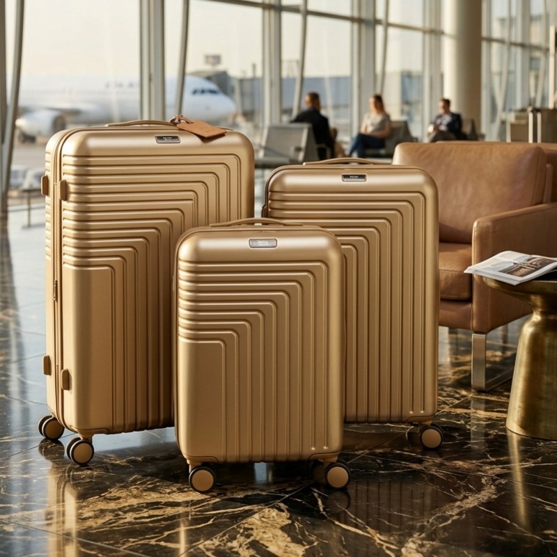Ensemble De 3 Valises ABM Incassable ABS - Gold - Image 2