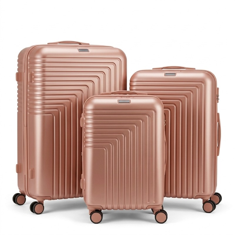 Ensemble De 3 Valises ABM Incassable ABS - Rose
