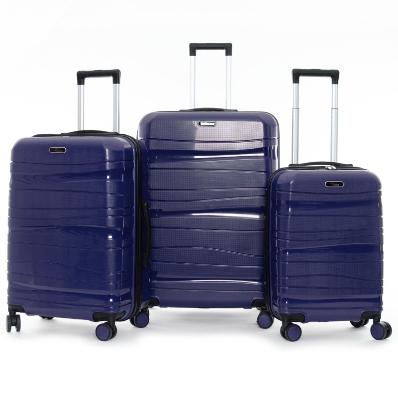 Ensemble de 3 Valises TITOU Incassable Polypropylene - Bleu Foncé Brillant