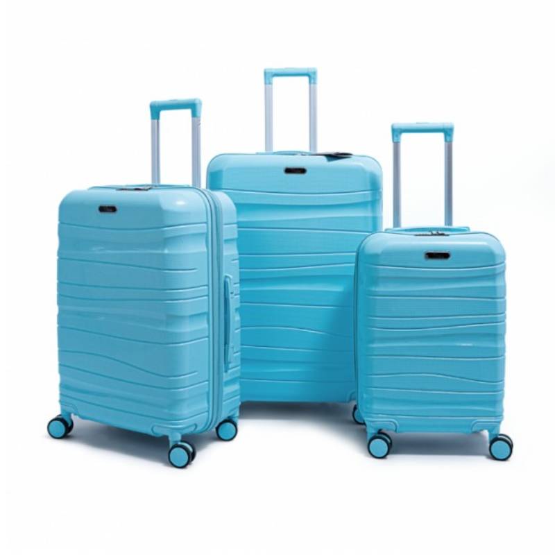 Ensemble de 3 valises TITOU en Polypropylène - Bleu Ciel Brillant avec roues démontables