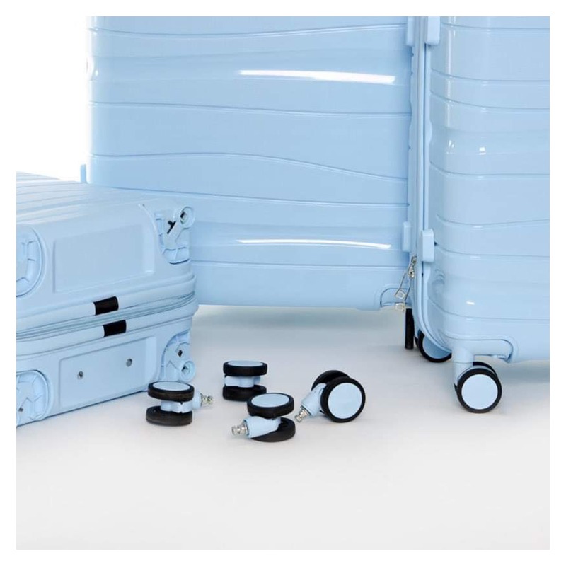 Ensemble de 3 valises TITOU en Polypropylène - Bleu Ciel Brillant avec roues démontables - Image 2