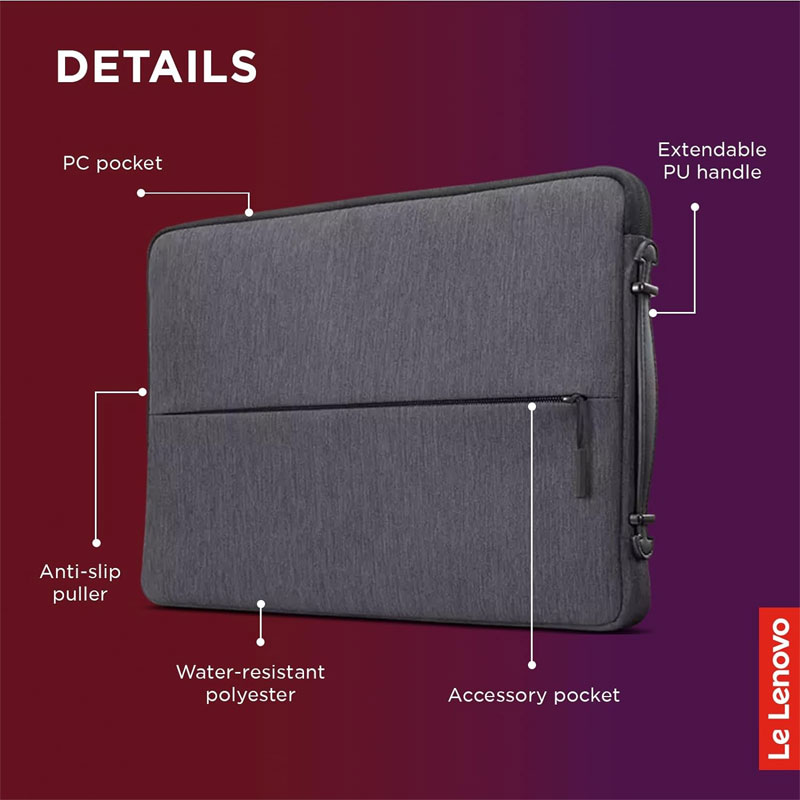 Étui LENOVO Urban Pour Pc Portable 14" - Gris - Image 3