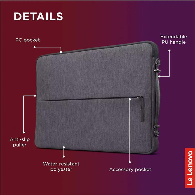 Étui LENOVO Urban Pour Pc Portable 15.6" - Gris - Image 4
