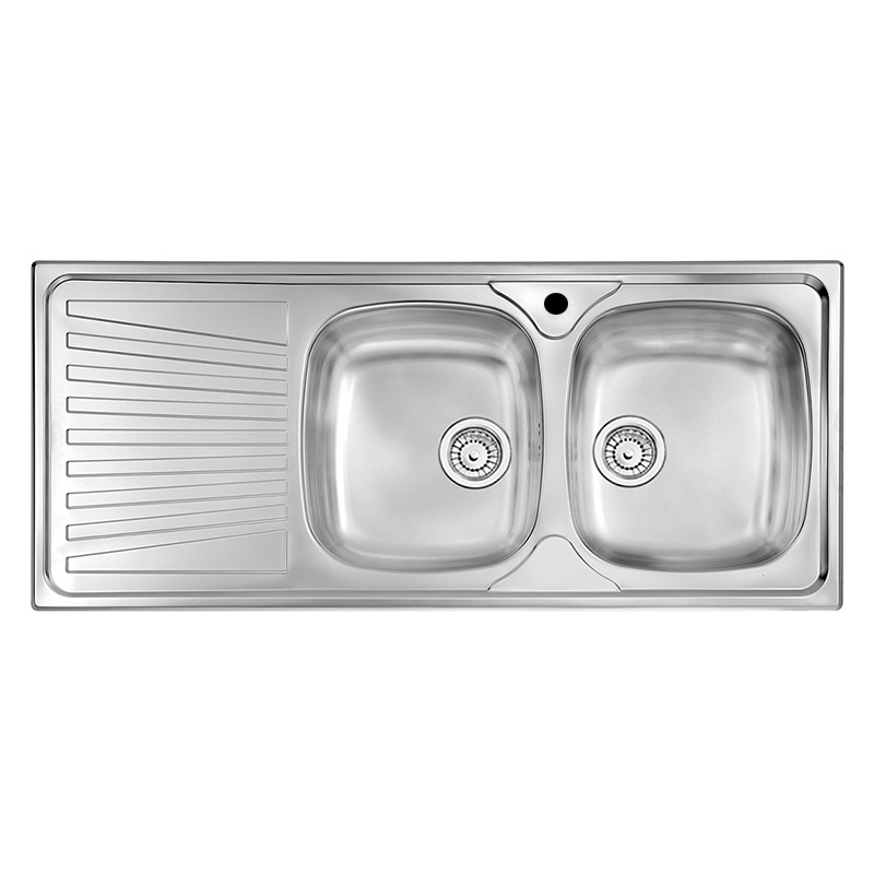 Évier De Cuisine Encastrable FOCUS Firenze 2 Bacs + égouttoir - Inox