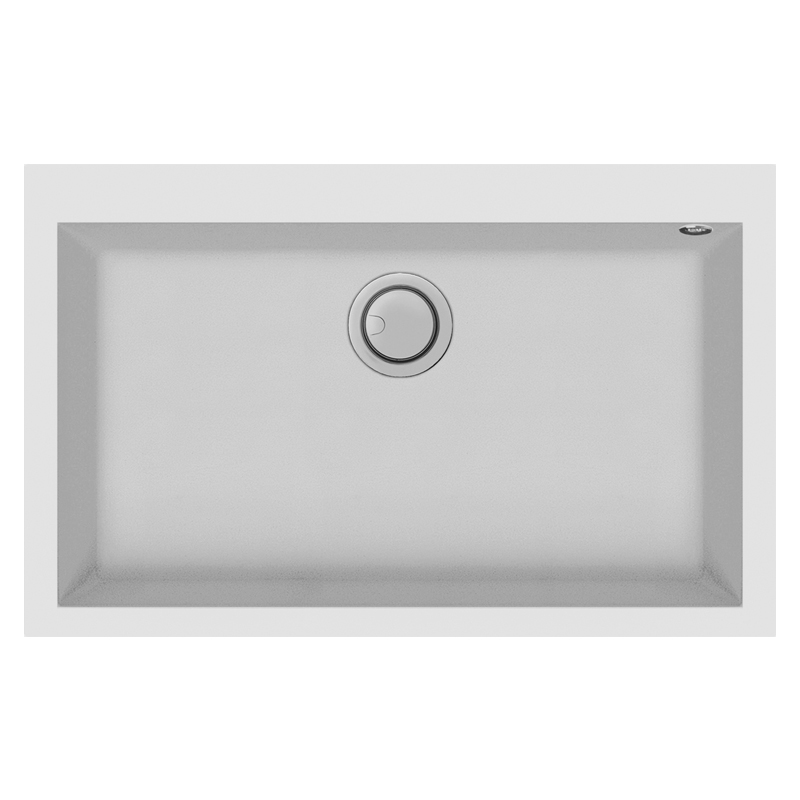 Focus QUADRA 80W - Évier 1 bac, 80 cm, Granitek blanc, sur plan, Photo boutique MyTek chez MyTek