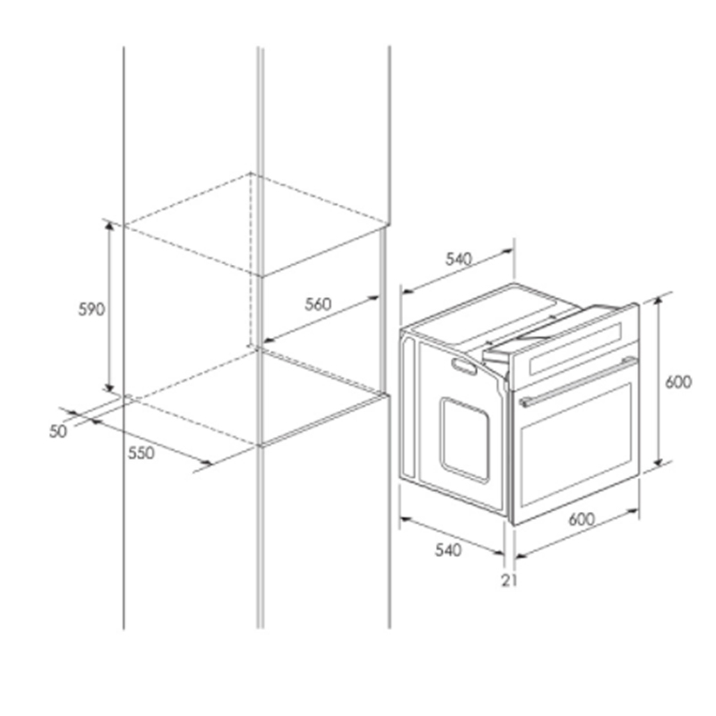 Four Encastrable FOCUS A Gaz F536X 58L - Inox - Image 2