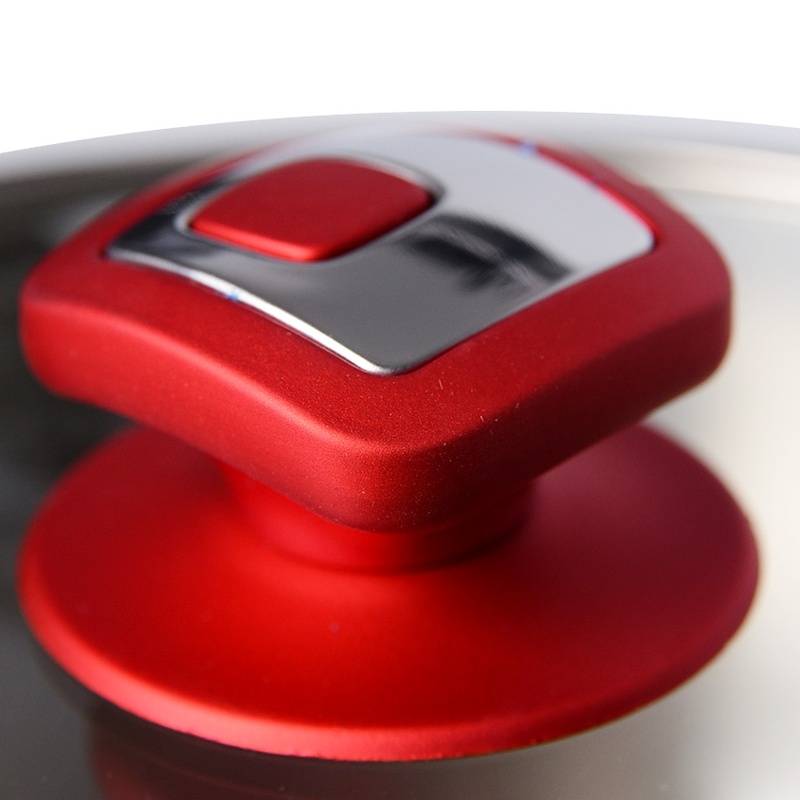 Faitout Vivaldi 24 cm avec Couvercle 18/10 - Rouge - Image 2