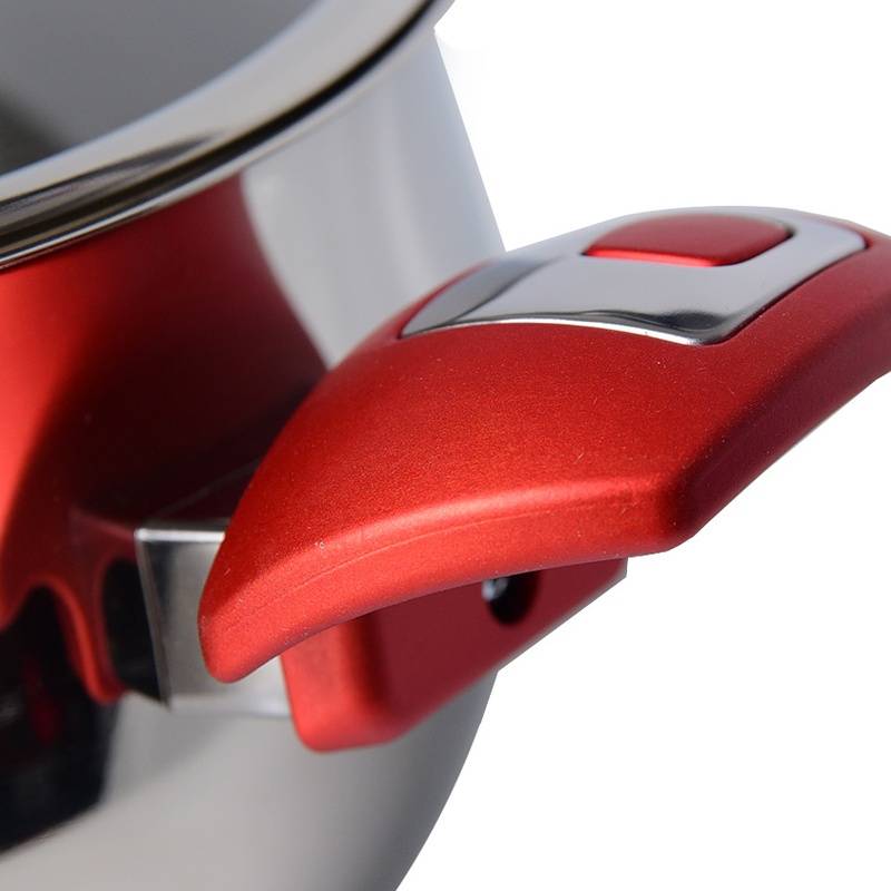 Faitout Vivaldi 24 cm avec Couvercle 18/10 - Rouge - Image 3