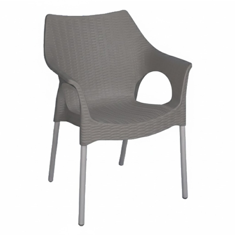 Fauteuil Amsterdame Avec Socle Aluminium - Gris
