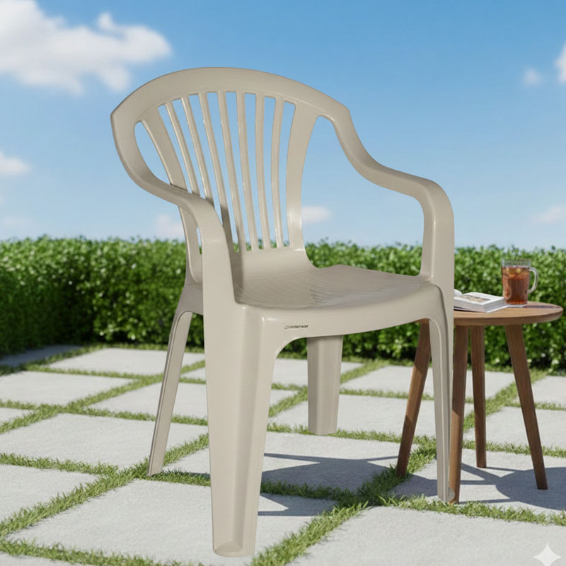 Fauteuil Plastique Floria Avec Accoudoirs - Grège - Image 2
